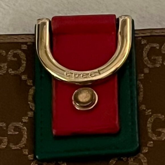 Authentic Gucci GG leather Long Wallet Snap Zip Closures Brown Green Red Accent - Picture 2 of 10